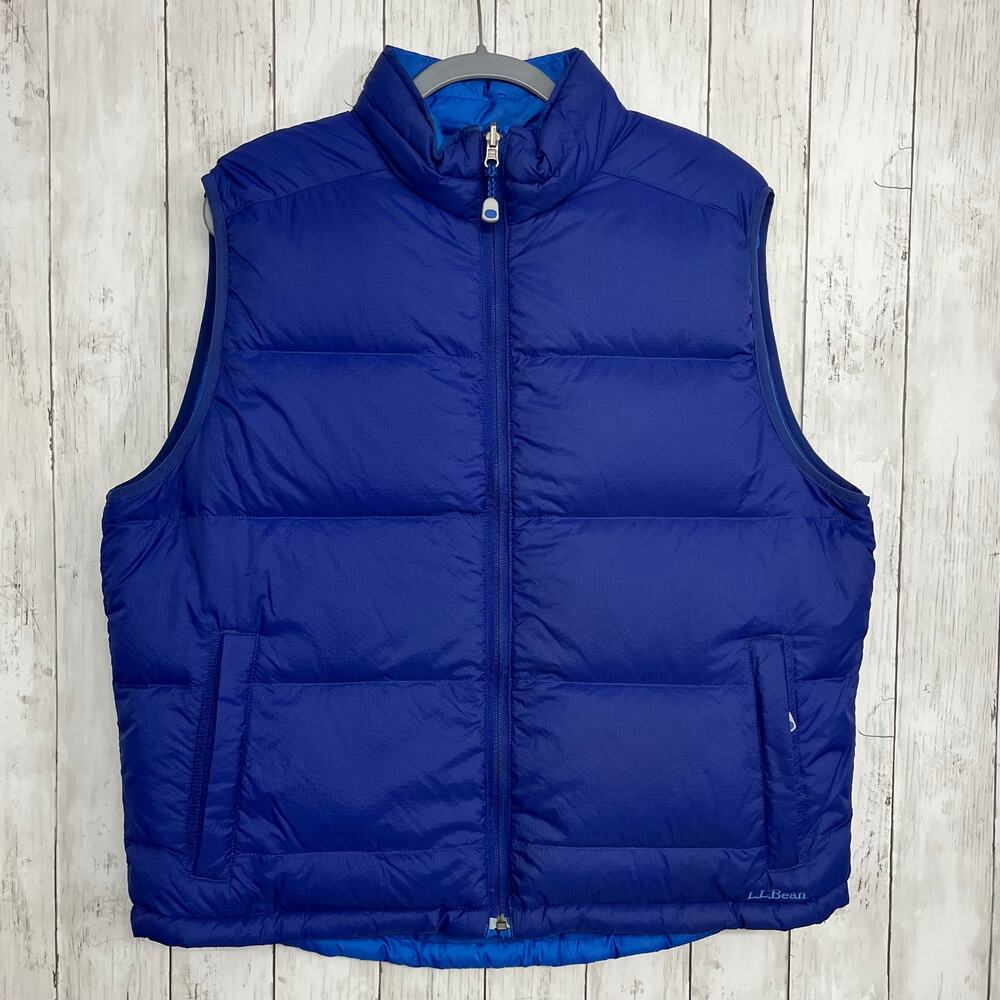 L.L. Bean Reversible Goose Down Puffer Vest Men's Large Blue Quilted Winter